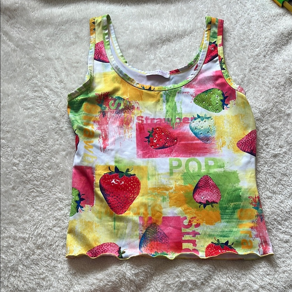 Vibrant Strawberry Print Kids Camisole